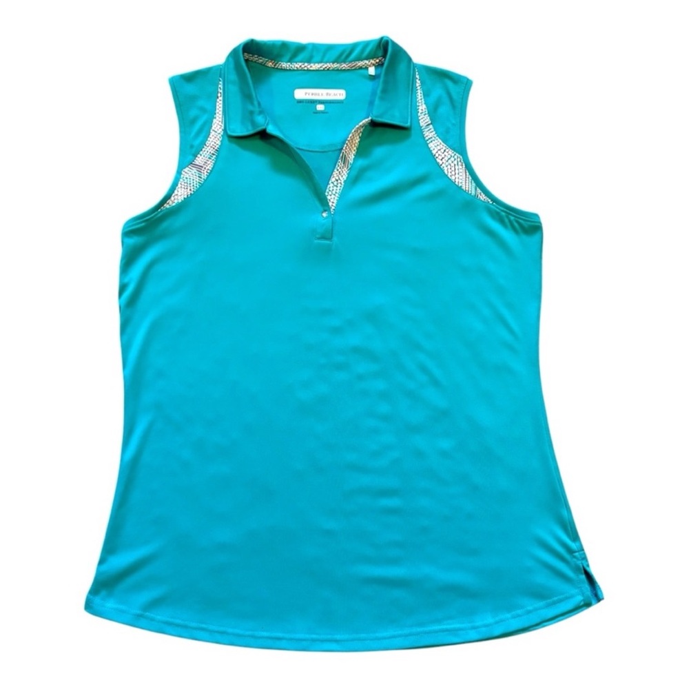 Pebble Beach Women's Sleeveless Turquoise Golf Sport Polo Top Size XXL